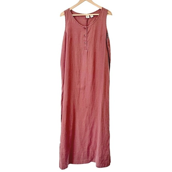 GAP Dresses & Skirts - VTG GAP 90s Minimalism Lagenlook Linen Maxi Dress Sleeveless Mauve Rust Rose